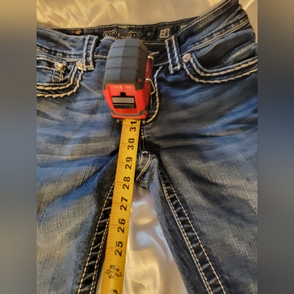 MISS ME jeans size 28 bootleg boot leg rhinestone jeans. - Picture 11 of 14